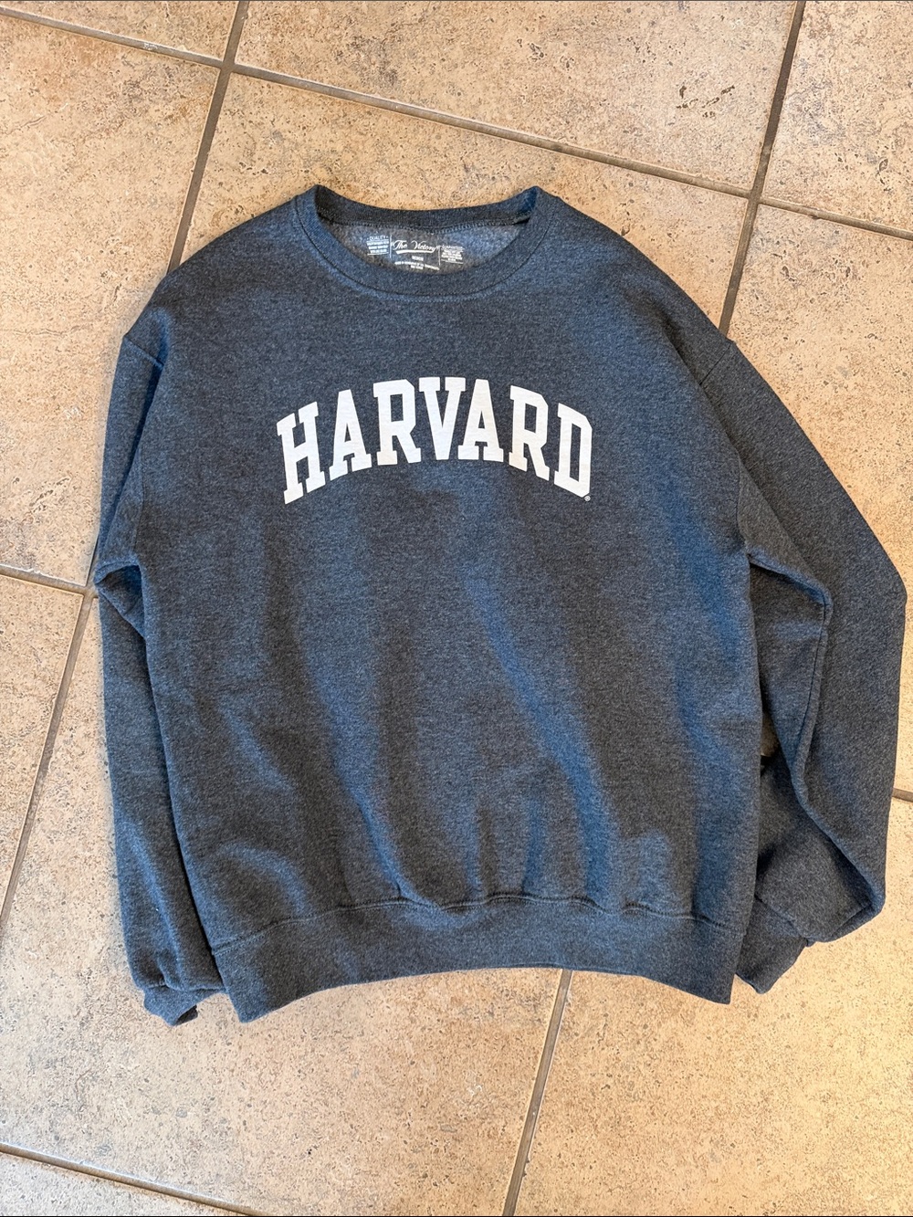 Harvard Charcoal Crewneck Sweatshirt with White Arch Logo